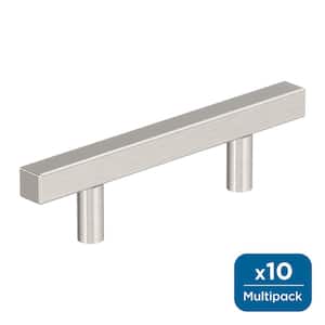 Bar Pulls Square 3 in. (76mm) Modern Satin Nickel Bar Cabinet Pull (10-Pack)