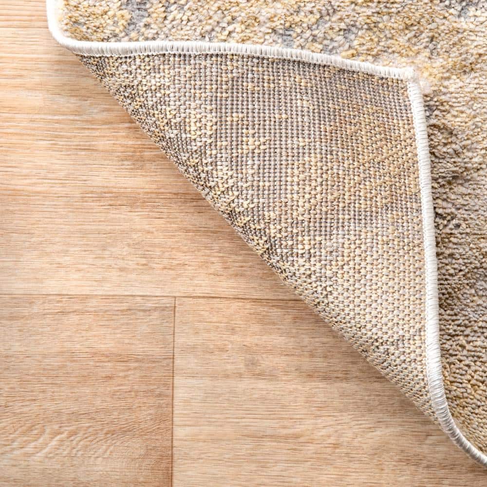 Eco-Friendly Gold Abstract 4'x6' Synthetic Area Rug