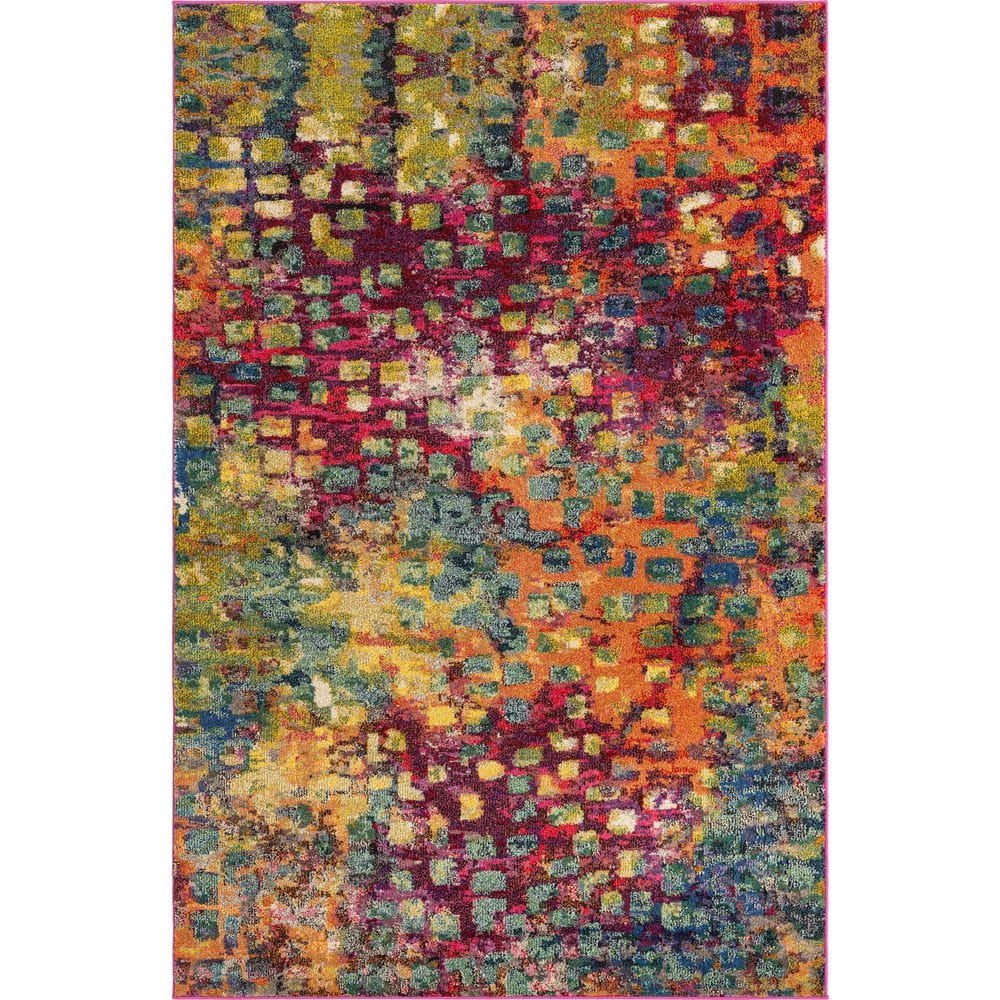 Abstract Artistry Color Splash 5' x 8' Rectangular Indoor Rug