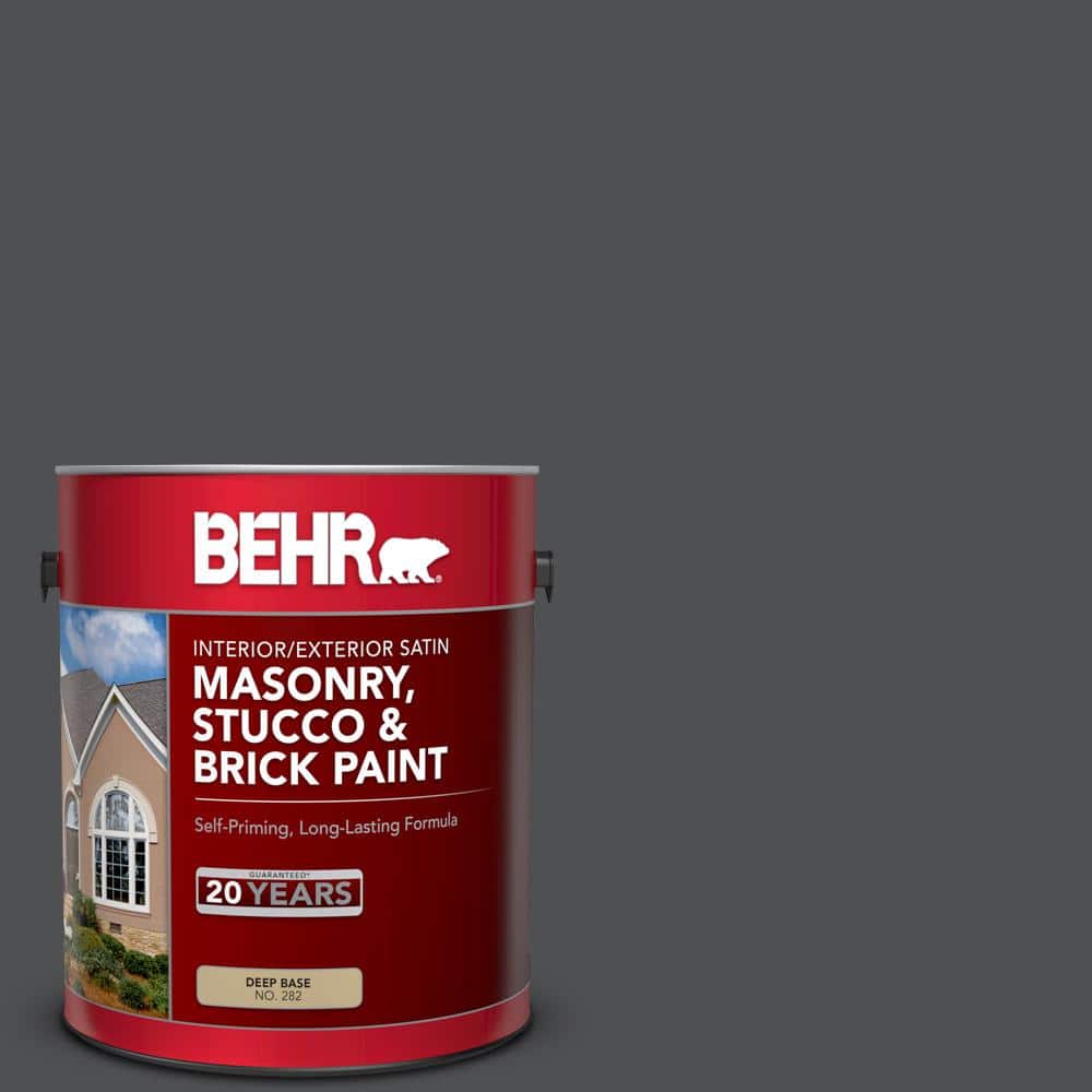 1 gal. #PPU26-01 Satin Black Satin Interior/Exterior Masonry, Stucco and Br