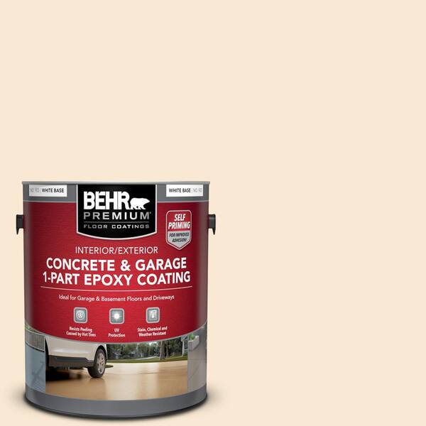 BEHR PREMIUM 1 gal. #OR-W05 Almond Milk Self-Priming 1-Part Epoxy Satin Interior/Exterior Concrete and Garage Floor Paint