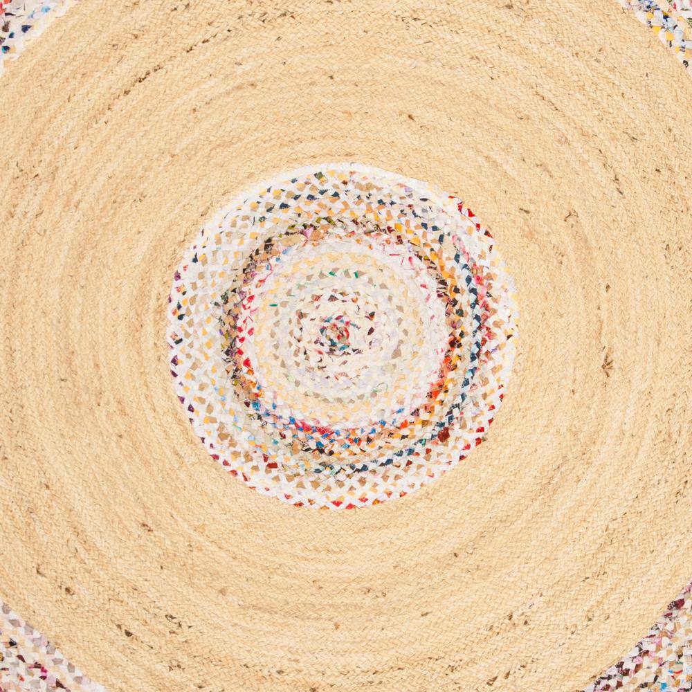 Ivory and Light Beige Round Cotton Area Rug