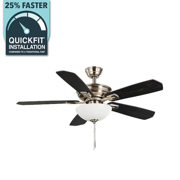 Wellston II 44 in. Indoor LED Brushed Nickel Dry Rated Downrod Ceiling Fan with Light Kit and 5 Reversible Blades