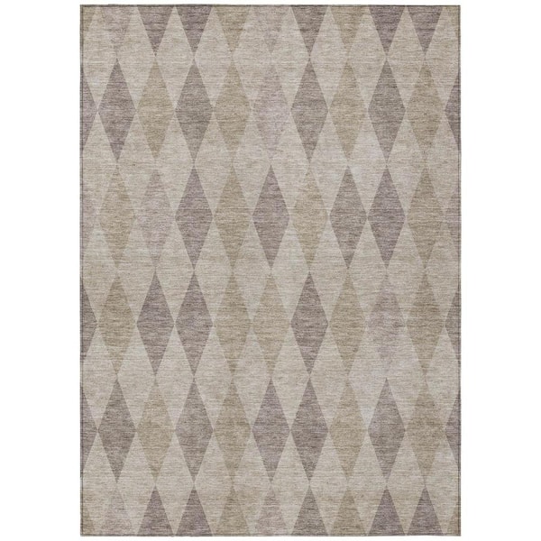 Beige Taupe and Brown 10 ft. x 14 ft. Woven Geometric Rectangle Indoor/Outdoor Area Rug