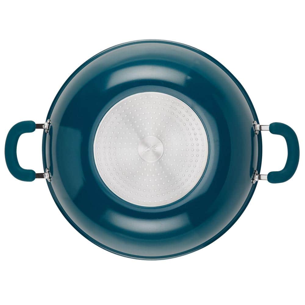 Teal Shimmer 14.25-Inch Aluminum Nonstick Wok with Silicone Handles
