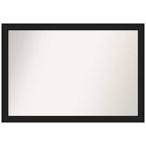 Midnight Black Narrow 39.25 in. x 27.25 in. Non-Beveled Casual Rectangle Wood Framed Wall Mirror in Black