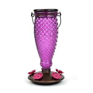 Diamond Wine Top-Fill Decorative Glass Hummingbird Feeder - 24 oz. Capacity