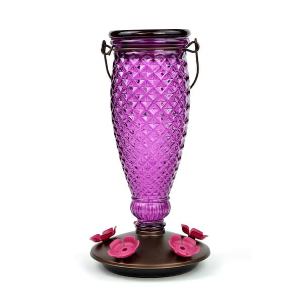 Perky-Pet Diamond Wine Top-Fill Decorative Glass Hummingbird Feeder - 24 oz. Capacity
