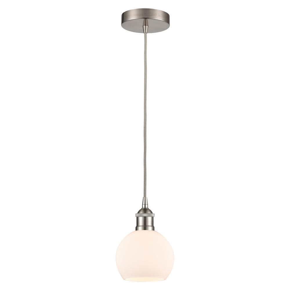 Athens 60-Watt 1-Light Brushed Satin Nickel Shaded Mini Pendant Light with Painted Glass Shade price history on PriceWatchPro