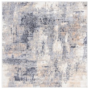 Amelia Gray/Gold 5 ft. x 5 ft. Distressed Square Area Rug