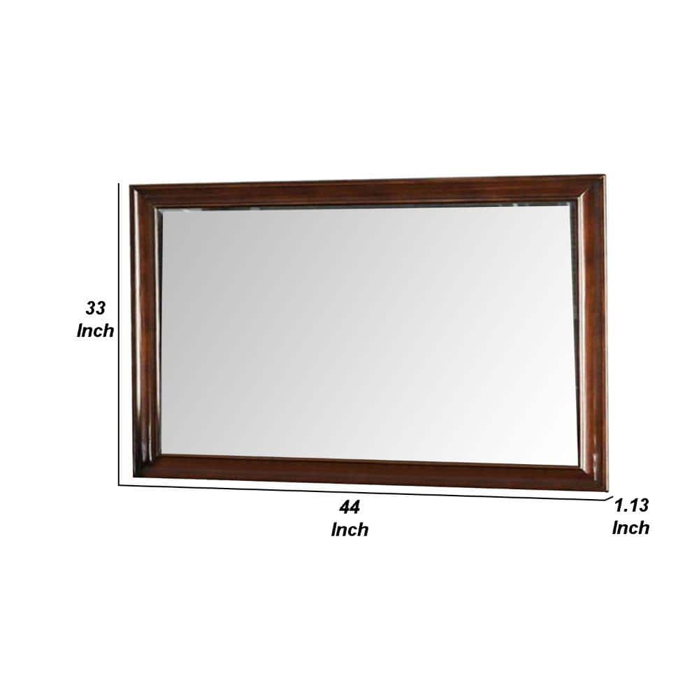 Oak Brown 44" Rectangular Wood Frame Dresser Mirror