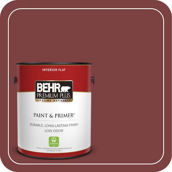 BEHR PREMIUM PLUS 1 gal. #PPH-67 Red Wine Flat Low Odor Interior Paint & Primer