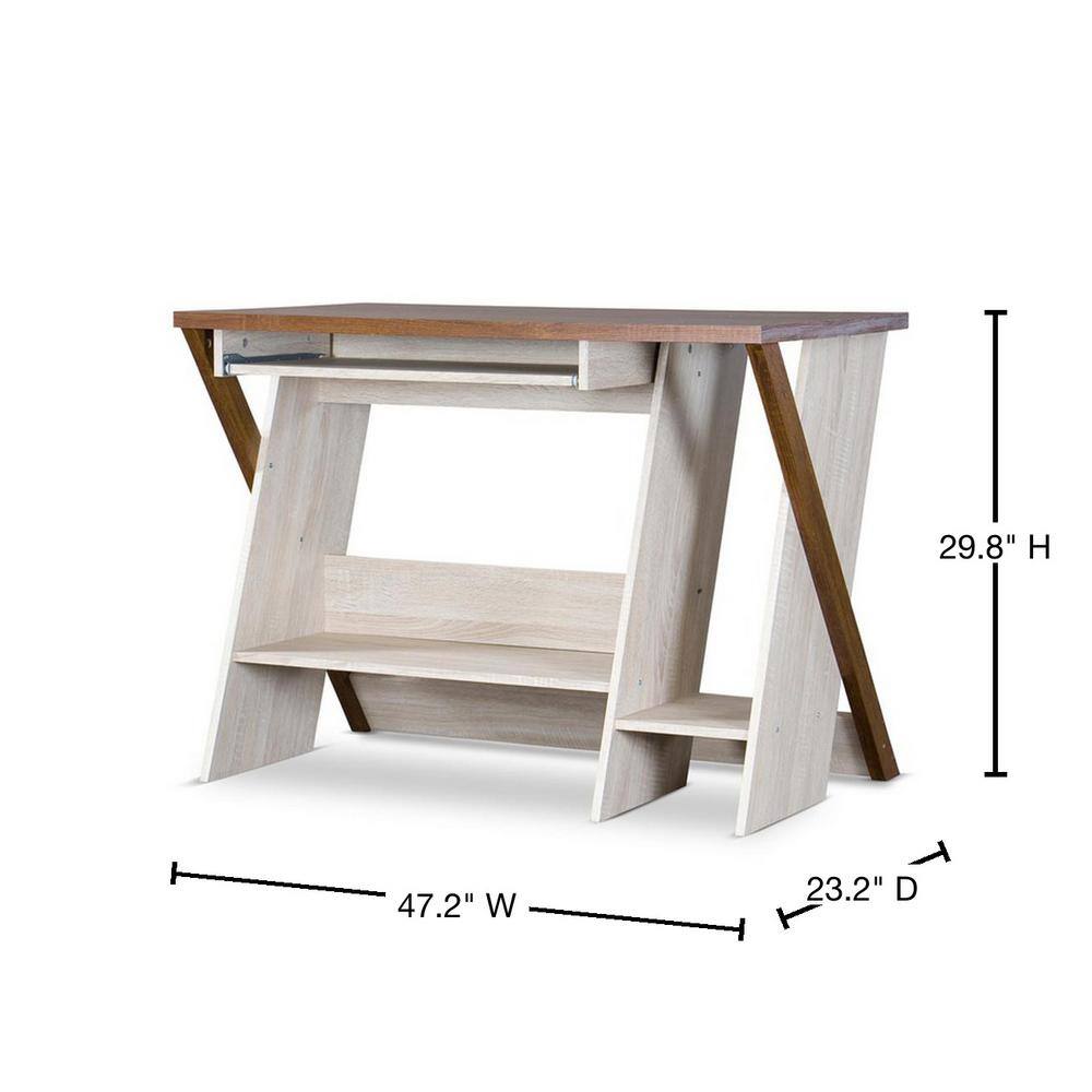 Sonoma Oak Angular Rhomboid Writing Desk with Storage