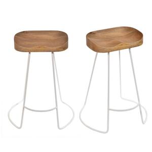 Saga 24.75 in. Natural/White Counter Stool (Set of 2)