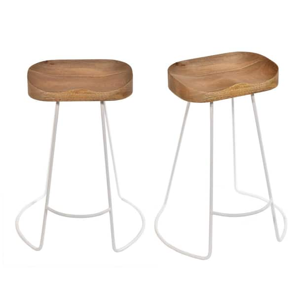 Carolina Forge Saga 24.75 in. Natural/White Counter Stool (Set of 2)