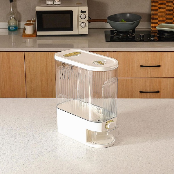 22 lbs. Clear Rice Dispenser with Lid Time Scale, Measuring Cylinder Moisture Proof Airtight Bucket for Rice and Oatmeal