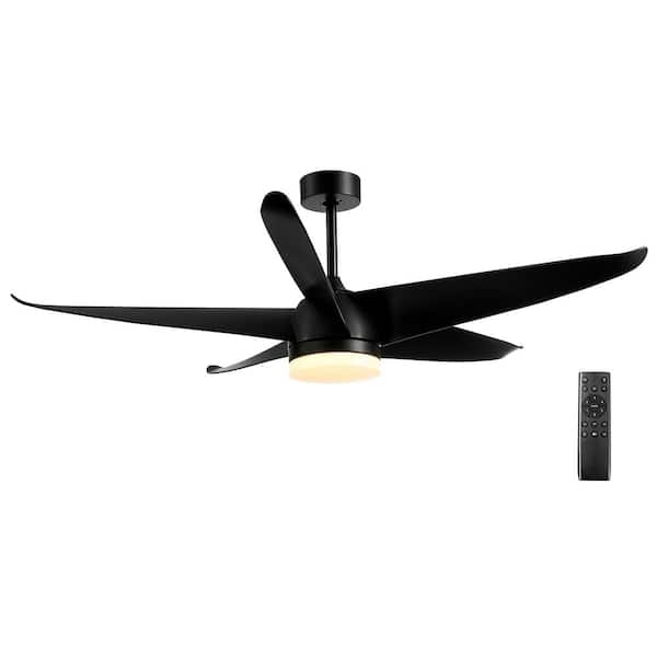 Costway 60 in. Black Reversible Ceiling Fan with Light 2700K/4200K/6500K Adjustable LED Fan