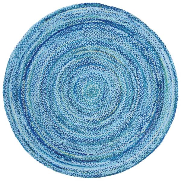 Unbranded Blue Cotton 6 ft. x 6 ft. Solid Color Indoor Round Area Rug