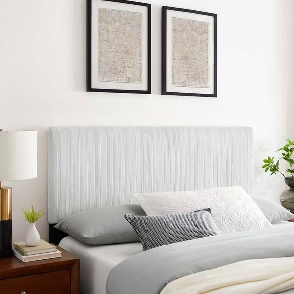 MODWAY Eloise White Channel Tufted Performance Velvet Twin