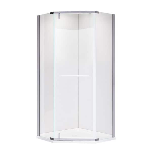 36 in. W x 72 in. H Neo Angle Pivot Semi Frameless Corner Shower Enclosure in Chrome Finish with Tempered Glass