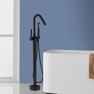 43-3/4 in. Single Handle Freestanding Tub Faucet Bathtub Filter High Arch with Handheld Shower in Matte Black