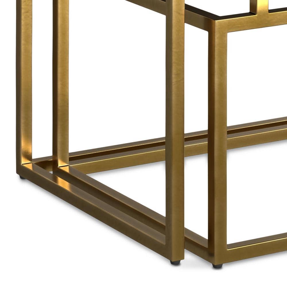 Macy Black and Gold Wood Metal Nesting End Tables, 20 Inch