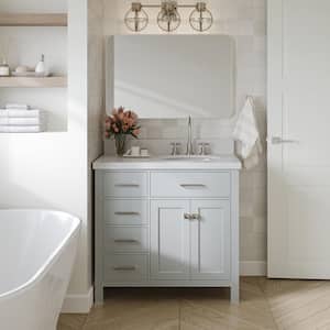 Bristol 36 in. W x 21.5 in. D x 34.5 in. H Freestanding Bath Vanity Cabinet without Top in Grey