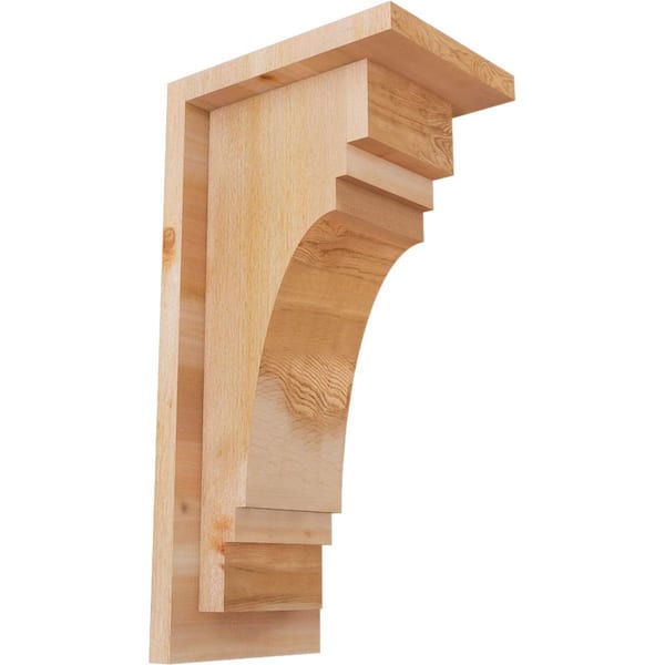 Ekena Millwork 6 in. x 8 in. x 16 in. Western Red Cedar Pescadero Rough Sawn Corbel with Backplate
