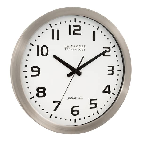 La Crosse Technology 16 in. White Dial Brushed Silver Atomic