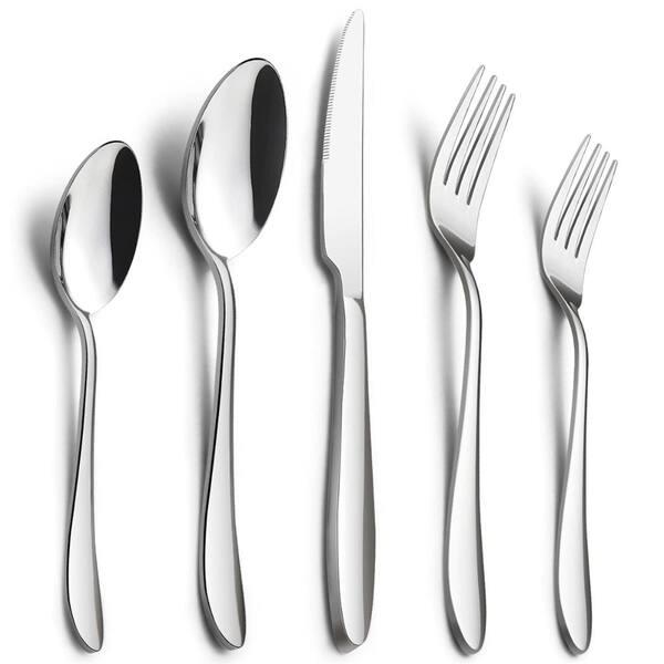 40-Piece Modern Silver Stainless Steel Flatware Set(Service for 8)