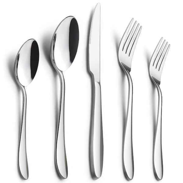 20-Piece Modern Silver Stainless Steel Flatware Set(Service for 4)