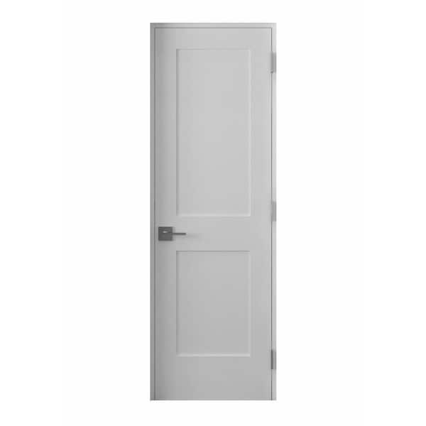 28 in. x 80 in. Left-Handed Solid Core White Primed Composite Single Prehung Interior Door Black Hinges