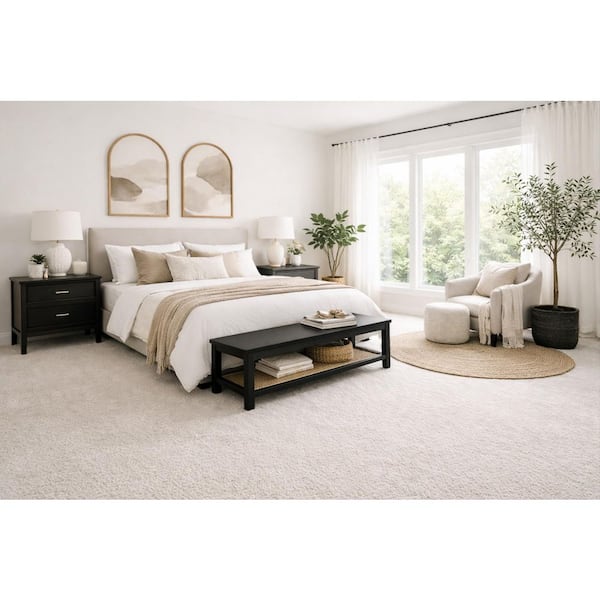 Plush Retreat Ivory -12 ft. x 65.6 ft. 69 oz. SD Polyester Texture Full Roll Carpet (788 sq. ft. /Roll)