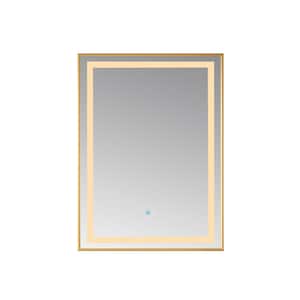 Teruel 24 in. W x 36 in. H Large Rectangular Aluminum Framed LED Wall Bathroom Vanity Mirror in Brushed Gold