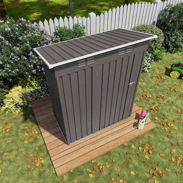 5 ft X3 FT Gray Metal Outdoor Storage Shed, Tool Shed with Pitched