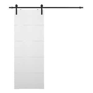 Paola 4H 36 in. x 80 in. Bianco Noble Finished Wood Composite Sliding Barn Door with Hardware Kit