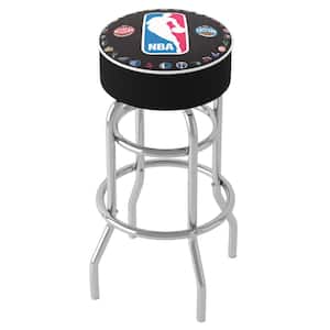 NBA Logo with All Teams 31 in. Blue Backless Metal Bar Stool with Vinyl Seat