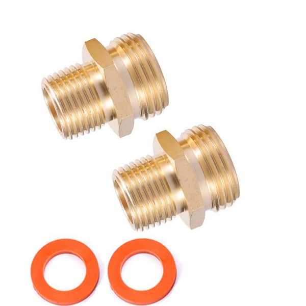 3/4" GHT Male x 1/2" NPT Male Connector, Brass Garden NPT Fitting Connection, Double Male Thread 2 Piece