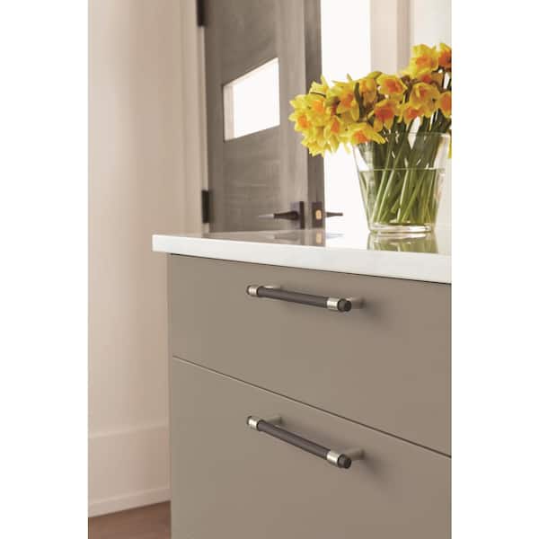 Mergence 5-1/16 in. (128mm) Modern Matte Black/Satin Nickel Bar Cabinet Pull