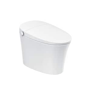 ELARA Elongated ADA Smart Bidet Toilet 1.6/1.1 GPF Build-in Tank in White with Auto Open/Close/Flush, Foot Sensor