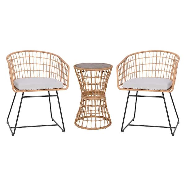 Brown 3-Piece Wicker/Rattan Patio Conversation Set