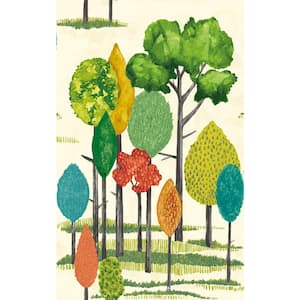 Green Cypress Teal Tall Trees Wallpaper Sample