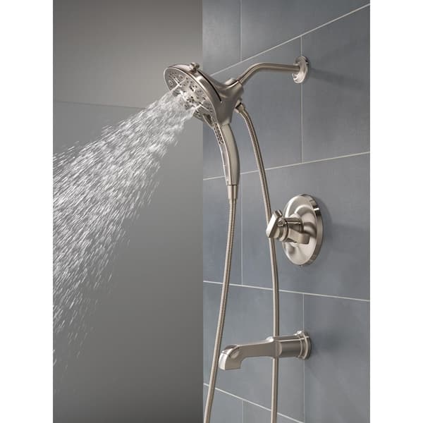 Tetra 1-Handle Wall-Mount Tub and Shower Trim Kit in Lumicoat Stainless (Valve Not Included)