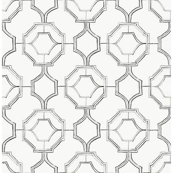 A-Street Prints Grey Gallina Trellis Wallpaper Sample
