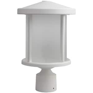 14 in. H x 9 in. W White Housing with Frost Acrylic Lens Round Decorative Composite Post Top Light with 3000K LED Lamp