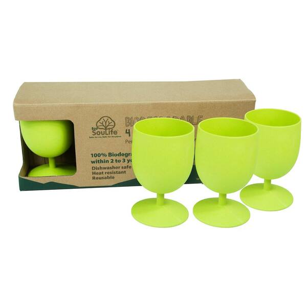 Ecosoulife Eco Goblet 15 oz. Lime Bamboo Goblet Set (4-Piece)