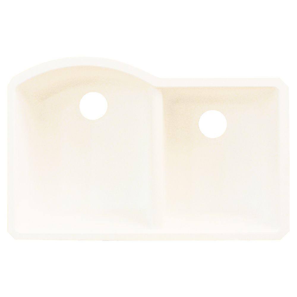 Aversa 31-inch White Granite Double Bowl Kitchen Sink