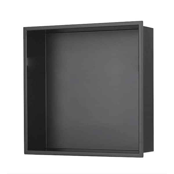 12.6 in. W x 12.6 in. H x 4 in. D Stainless Steel Single Shelf Recessed Shower Niche in Gun Metal Black