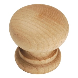 Natural Woodcraft Collection 1-1/4 in. Dia Unfinished Wood Finish Cabinet Knob (2-Pack)