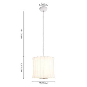 Kateo 11 3/4" W 1-Light White Straight Waist Drum Chandelier with Cream Faux Silk Shade for Living Room